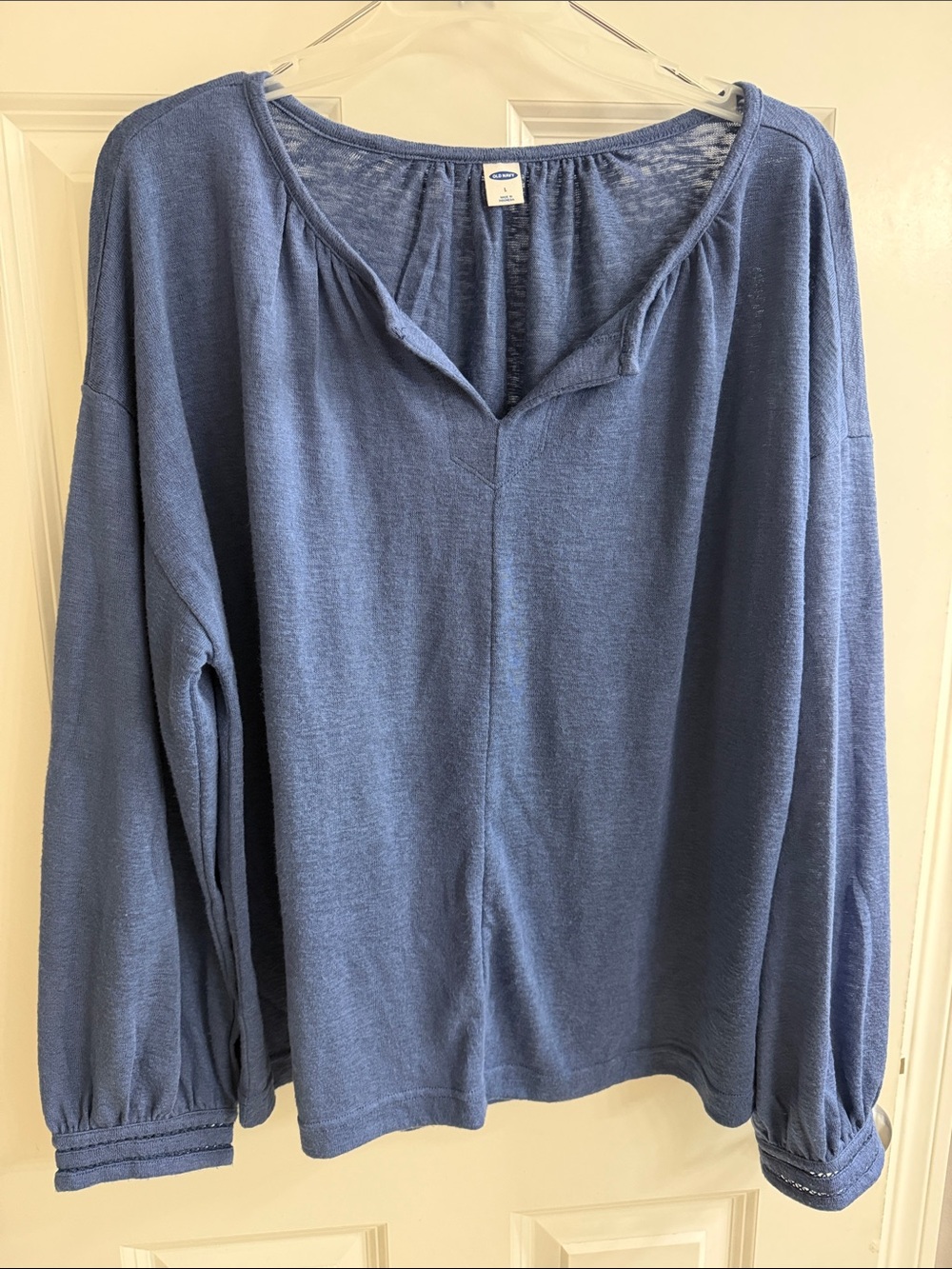 Old Navy Denim Blue V-Notch Long Sleeve Tee